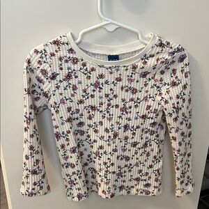 Old Navy Ribbed Floral Top - Cream and Purple
